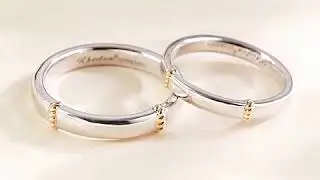 Engravable Sterling Silver Inlay 18K Gold Simple Promise Ring