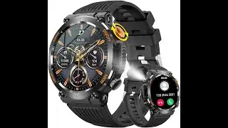 Military Smart Watch for Men with LED Flashlight, 1.46