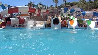 Yellow Tunnel Water Slide at Waterpark Cankaya