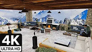 Cozy Mountain Lodge Ambience ❄️ Fireplace & Soft Jazz for Relaxing, Reading & Unwinding (4 Hours) 4K