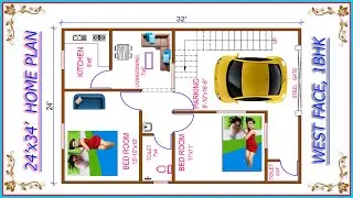 24 x 32 Feet West Face Vatu Home Plan , 24x32 Ghar Ka Naksha II 24x32 Unik Home Design II 1BHK Plan