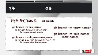 Git & GitHub - Part 22: git rename branch (Amharic Lang.)