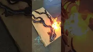 20lbs of Copper metal rivers poured into Maple wood⚡🔥🌊  #copper #copperart #metalart #epoxy #resin