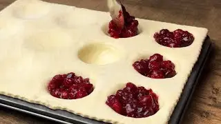 Ein Dessert, das in 5 Minuten fertig ist! Nur Bl&auml;tterteig und Kirschen &ndash; ein Familienliebling!