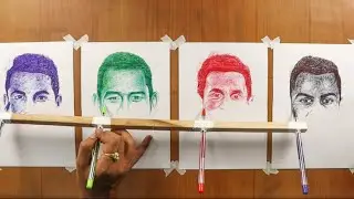 Drawing four different faces at a same time with Pen