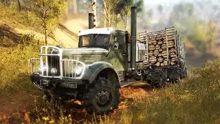 Logs Trailer Transport with Zikz 566A | 4K Quality Gameplay | #snowrunner