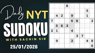 Today 25th January New York USA Singapore UK Canada times hard Sudoku puzzle solution well explained