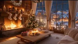 Warm Fireplace Ambience ❄️ Snowy Christmas Night | Soft Piano Music & Cozy Cabin Vibes 🔥