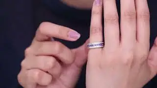 Certified Tanzanite Wedding Band Ring with Moissanite in Gold