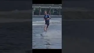 Yibo mastering moves of wakeboarding after just a few tries.