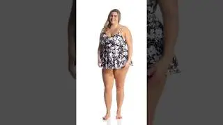 Penbrooke Plus Size White Snow V-Neck Tankini Top | SwimOutlet.com