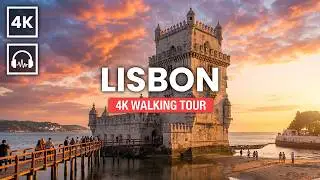 🇵🇹 LISBON Belem Tower Walking Tour With Captions & Sound │ Belem Tower, City Center【4K/60FPS】