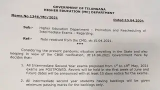 Telangana SSC Exam 2021 Cancelled, TSBIE Inter Exam Postponed due to COVID-19 surge Get Details Here
