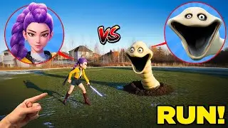 KPOP DEMON HUNTERS vs ROBLOX HUNGRY WORM IN REAL LIFE! (FULL BATTLE)