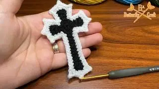 ✝️ Как связать крест крючком в 2 цвета ✝️ Простая схема вязания креста крючком для начинающих