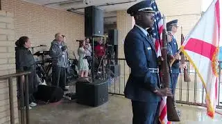 Sarah singing National Anthem at VA Lake Baldwin Event
