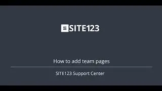 SITE123 - How to add team pages