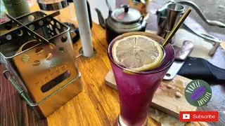 Blue Ternate (butterfly pea) Lemon Iced tea on Firebox Stove Scout