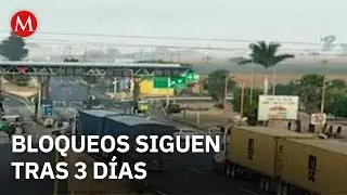 Tres d&iacute;as de bloqueos de transportistas y agricultores en Michoac&aacute;n
