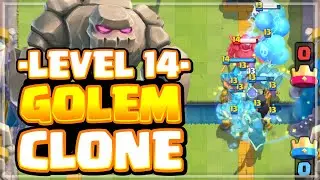 MAXING GOLEM TO LEVEL 14 AND USING THIS BROKEN CLONE DECK! - Clash Royale #shorts