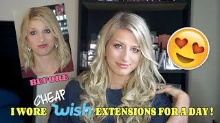 I WORE CHEAP WISH EXTENSIONS FOR A DAY! | How I cut and blended them into short hair