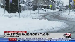 Linglestown roundabout falls victim once again to crash