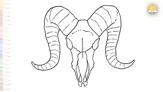 Ram skull drawing easy | Outline drawings | How to draw Ram head skull step by step | #artjanag