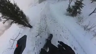 Weekend side hustle - shredding downhill to the car on snowboard