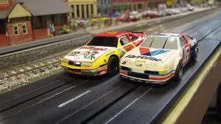 Tyco vs Lifelike Slot Cars: HO Layout with Great Northern Passenger Train