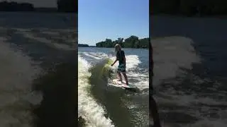 Matthew Wakesurfing Rope-less behind a Yamaha AR240 with Wake Wedge