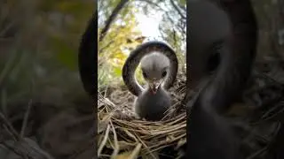 A snake strangles a Greater Rhea chick in an unusual way. #birdattack #birdnest #babybird
