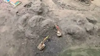 Realistic Miniature Coal Mining View From Above