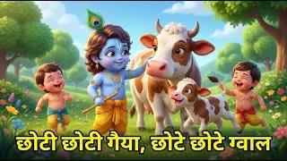 🐄छोटी छोटी गैया छोटे छोटे ग्वाल। Choti Choti Gaiya, Chote Chote Gwal | Krishna Kids Rhyme  #krishna