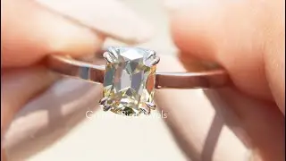 Old Mine Cut Cushion Moissanite Solitaire Ring #moissanite #proposalring @GoldenBirdJewels