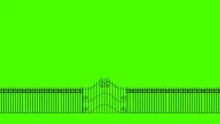 Long Metal Fence with Gate - Green Screen Animation