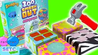 Squidgling Zoo Smash Out Surprise - Squishy Mochi Animals - Toy Hammer Smashing Box - Toys For Kids