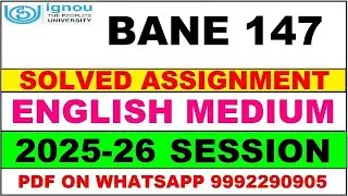 BANE 147 solved assignment 2025-26 in English || bane 147 solved assignment 2026 || bane147 2025-26