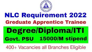 nlc apprentice recruitment 2022 apply online | All brances eligible 400+ govt. Jobs
