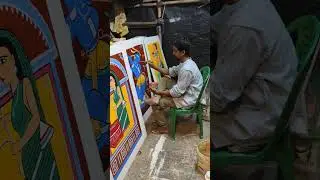 Jamini roy painting 🎨🖌️ #shortvideo #painting #homedecor #art #wallpaintingathome #durgapuja