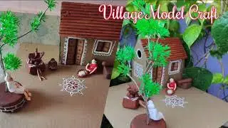 How to make Village model with Cardboard and clay/mini village school project /craftideas