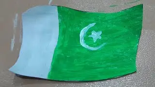 Flag Of Pakistan Free Hand Drawing Acrylic Paint Tutorial #independenceday #pakistaniflag #acrylic