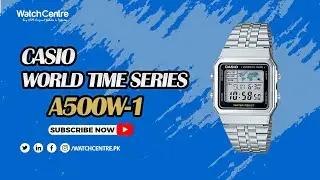 Цифровые часы Casio Vintage Series, модель A500WA-1, с серебряной цепочкой и квадратным циферблат...