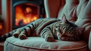 8 Hours Sleeping Cat by the Fireplace 🐱🔥 | Cozy Sounds for Deep Sleep (No Music)