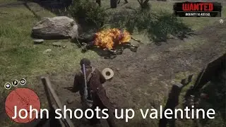 John shoots up valentine with explosive ammo Funny ragdolls and brutal kills Red Dead Redemption 2