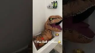 Trying to relax in the tub after a long week 🤣 #ralphtherex #bath #dinosaur #wellness #home #funny