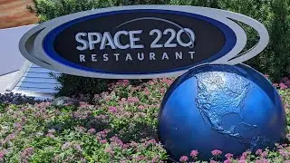 Taking the space elevator to the Space 220 restaurant at Epcot