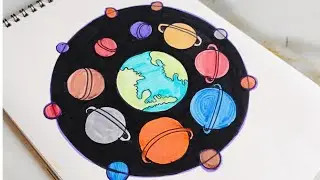 Solar system school project || solar system drawing with color