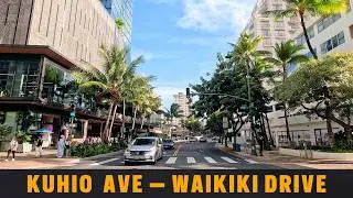 Kuhio Avenue Drive | Scenic Waikiki Drive 4K