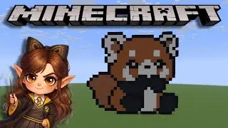 Pixel Art de un panda rojo en Minecraft 🧡Viernes creativo 🐼