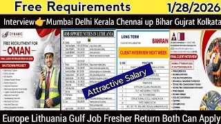 Today Assignment Abroad Time Free Jobs in Europe Lithuania Gulf Saudi Kuwait Uae Qatar Oman Jobs